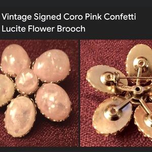 Gorgeous vintage signed Coro pink lucite brooch!!